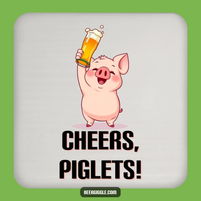 Funny Gleeful Pig Beer Bottle Coaster - Humorous Drink Protection Gift