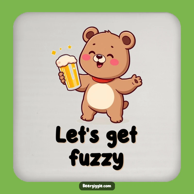 Funny Bear Drink Coaster - Dancing Cub Beer Protection for Tables