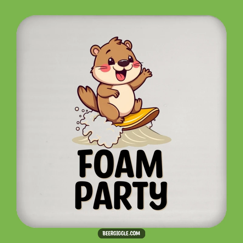 Funny Beaver Beer Coaster Set: Protect Surfaces with Surfing Style