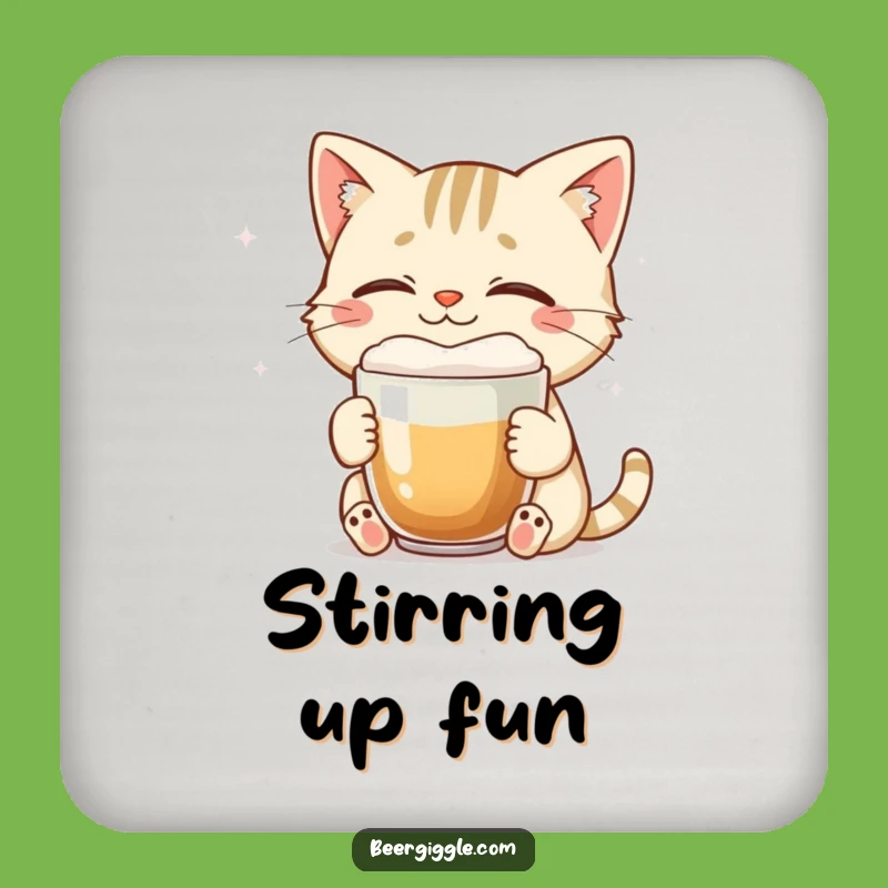 Funny Cat Drink Coaster - Smiling Feline Brew Protection for Tables