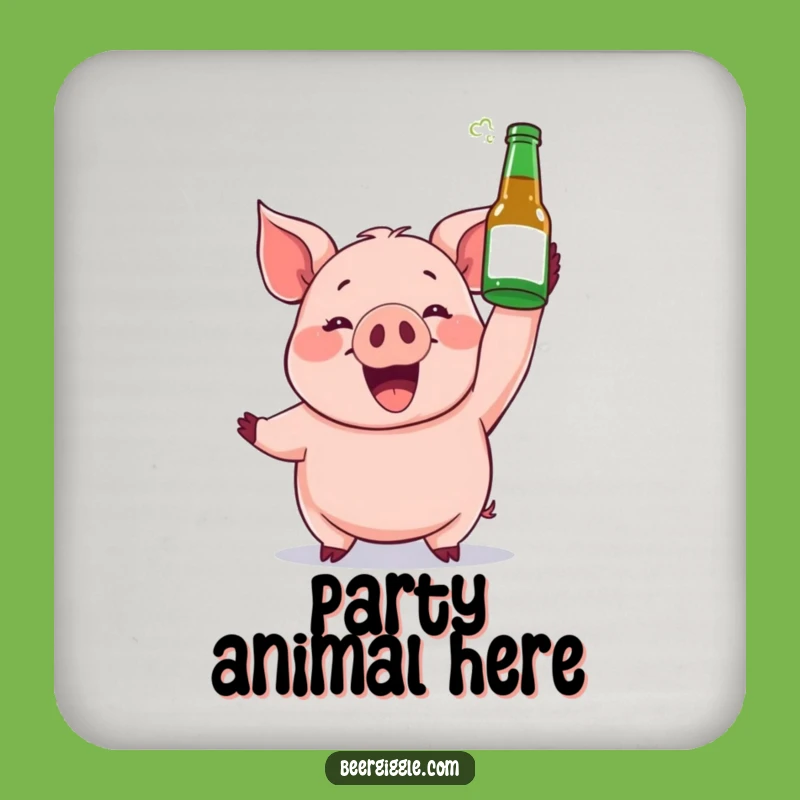 Funny Gleeful Pig Beer Coaster - Cheers to Happy Hour!
