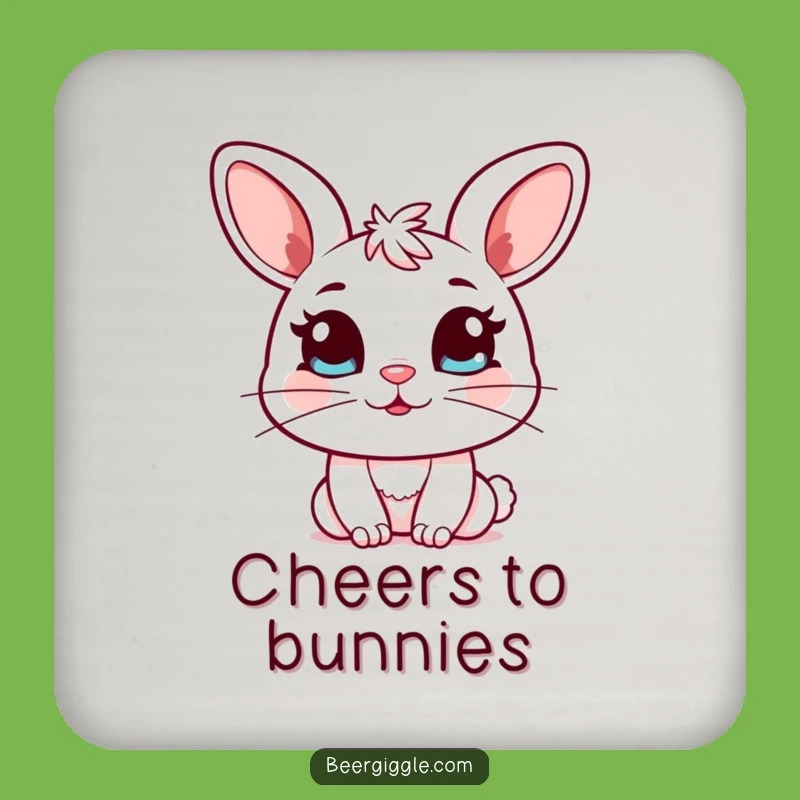 Funny Kawaii Bunny Coaster Set: Protect Surfaces with Bunny Winking Mug Art