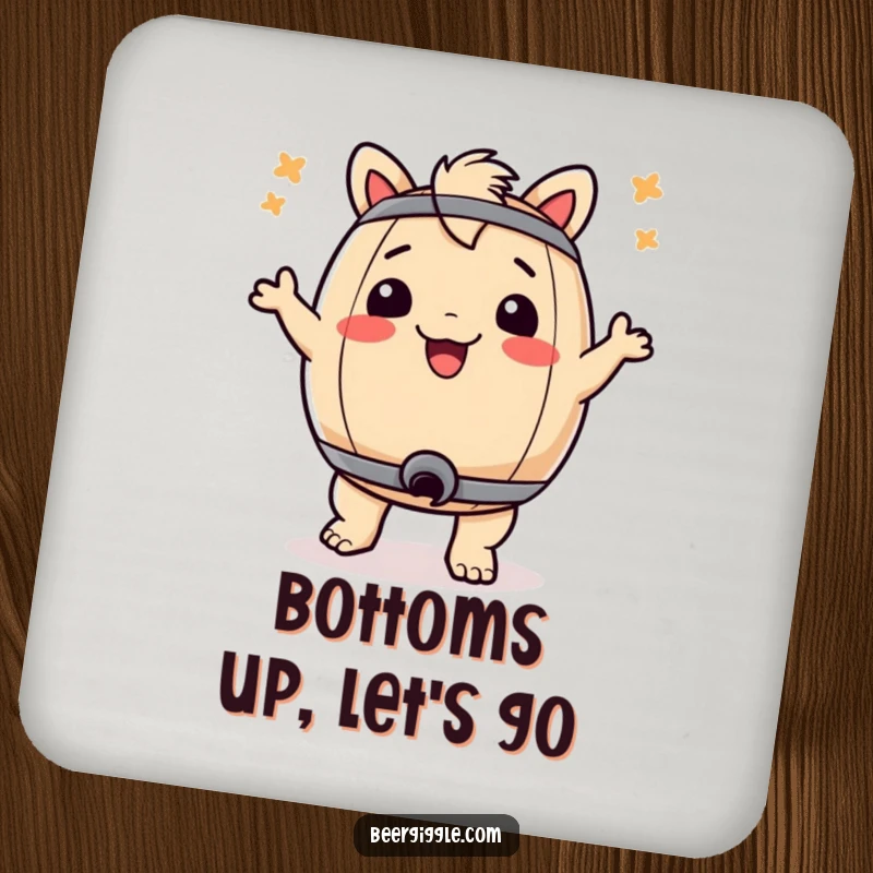 Funny drink coasters featuring a dancing keg design, protecting furniture while adding a humorous element to parties.