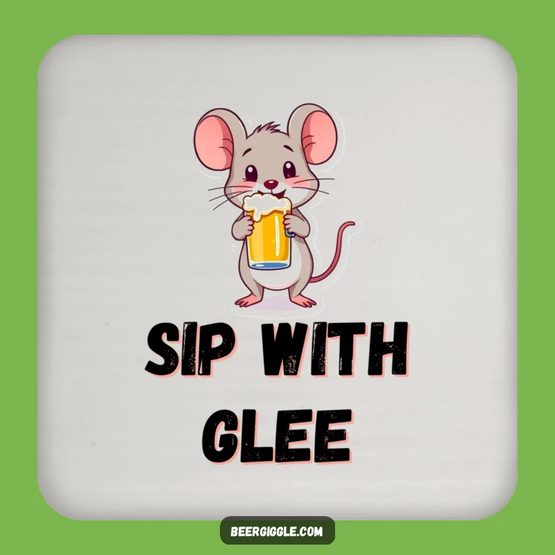 Funny Happy Mouse Beer Mug Coaster - Cute Protection Gift