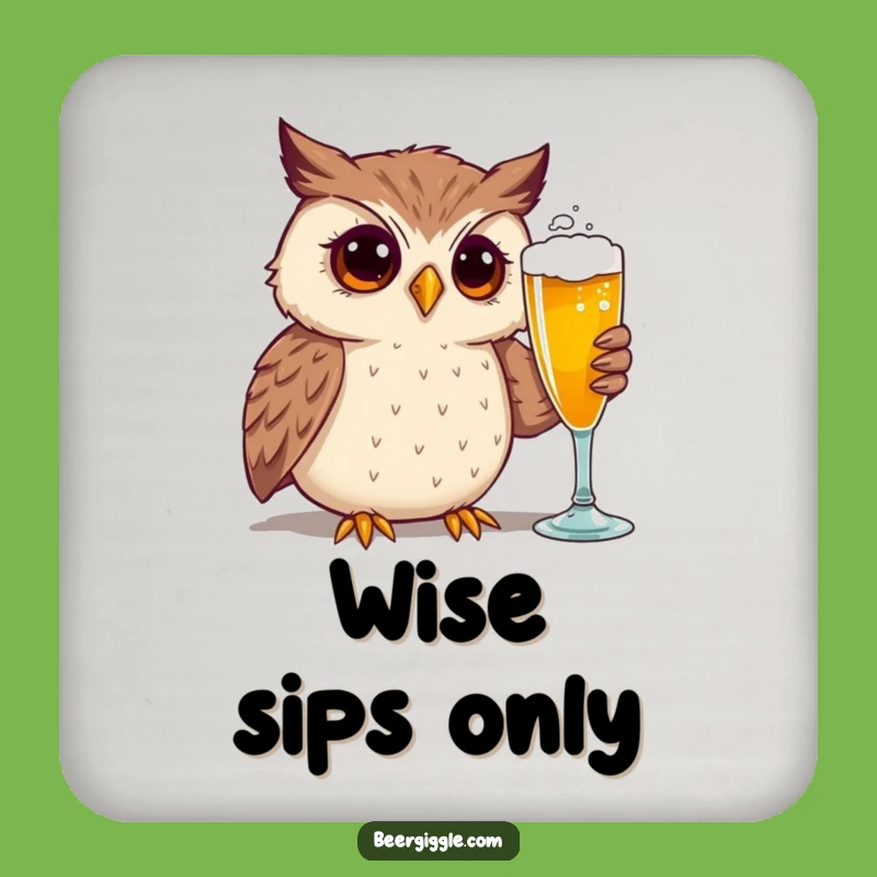 Funny Curious Owl Beer Coaster - Protect Surfaces with Humor!