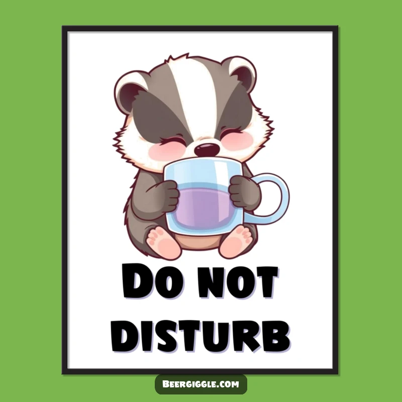 Funny Sleepy Badger Poster: Add Relaxed Humor to Your Walls with This Art