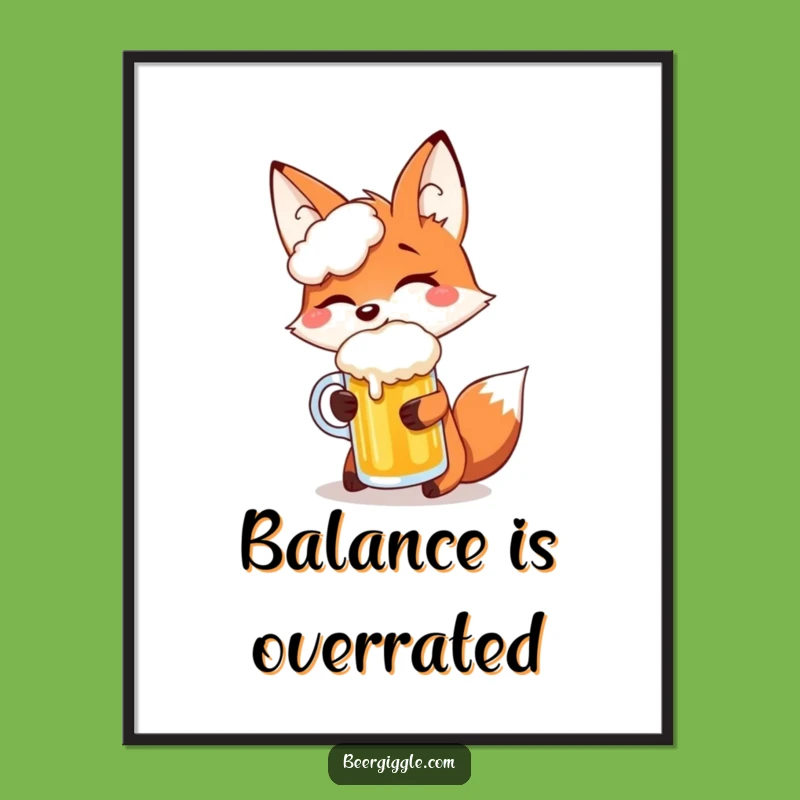 Funny Fox Beer Poster: Hilarious Wall Art for Tricksters and Beer Lovers