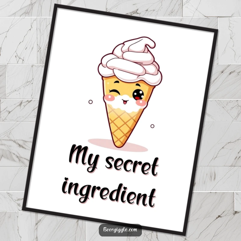 Funny wall art poster featuring a winking hop cone in a frothy beer, adding a playful and humorous touch to any room.