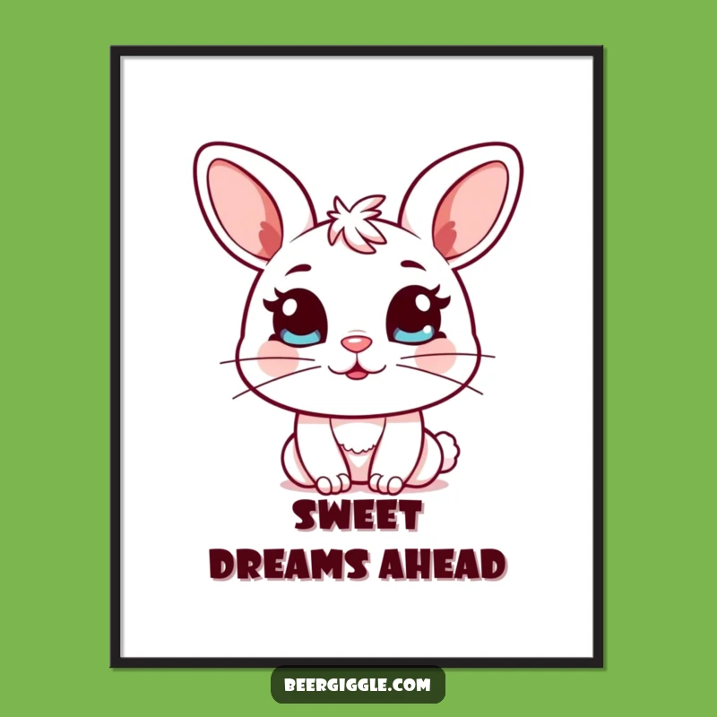 Funny Kawaii Bunny Poster: Whimsical Art of Bunny Winking Mug, Gift