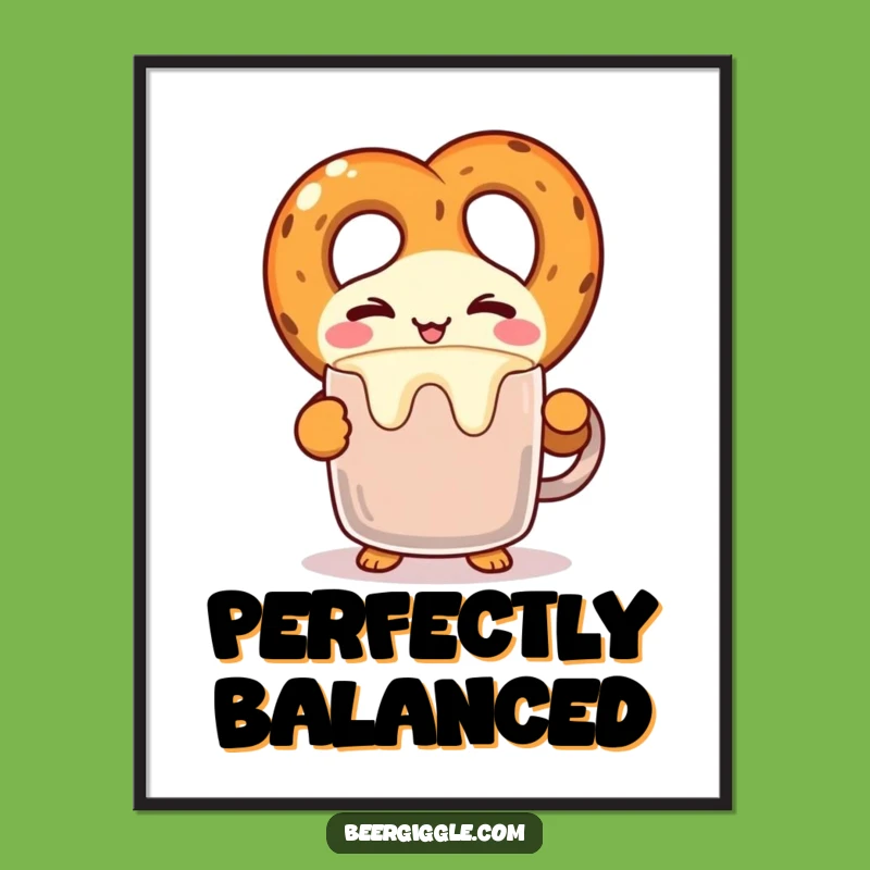 Funny Kawaii Pretzel Winking Poster - Quirky Character Art Print!