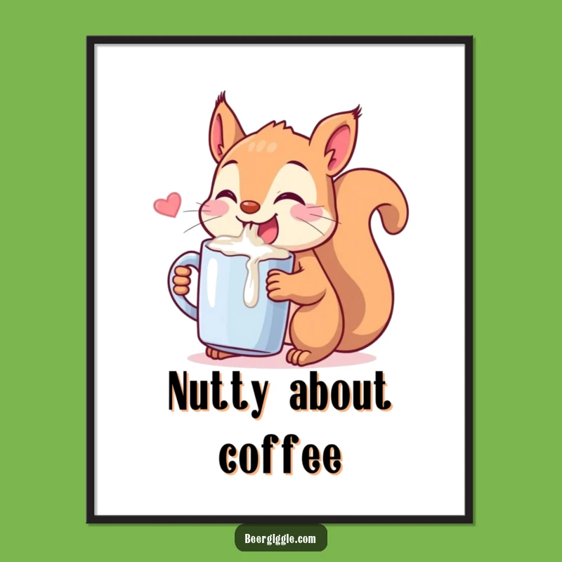 Funny Kawaii Squirrel Chugging Poster - Whimsical Wall Art & Hilarious Gift!