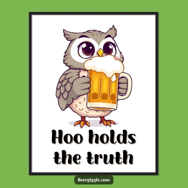 Funny Owl Beer Poster: Hilarious Wall Art for Beer and Bird Lovers