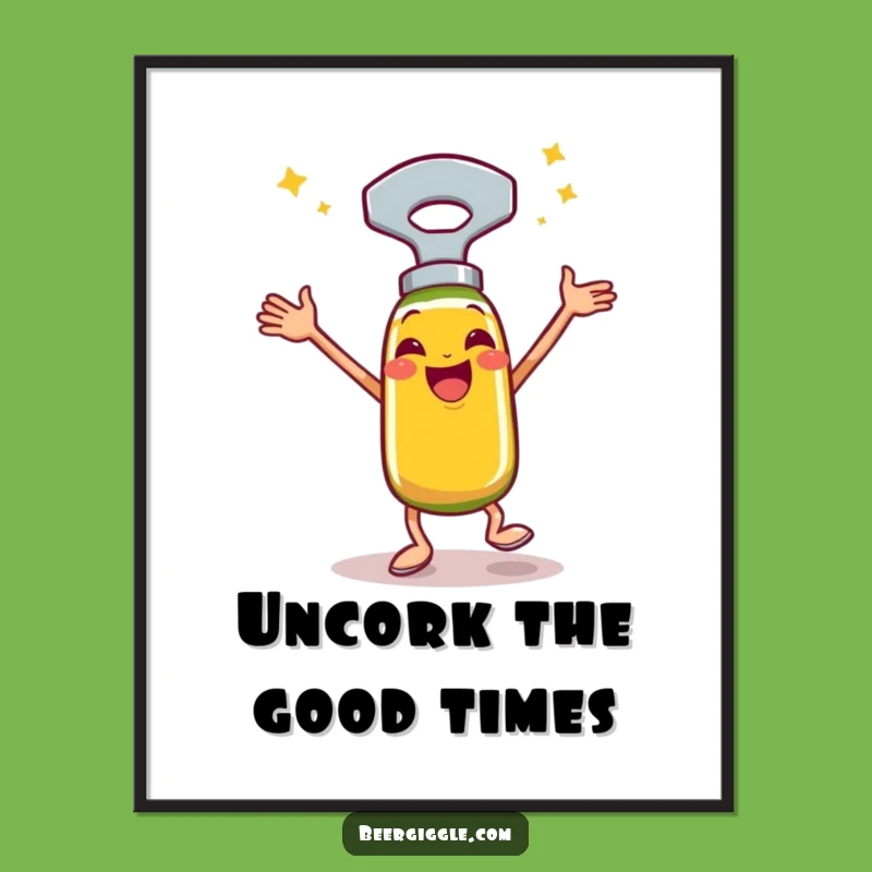 Funny Bottle Opener Jig Poster - Vibrant Wall Art for Party Decor