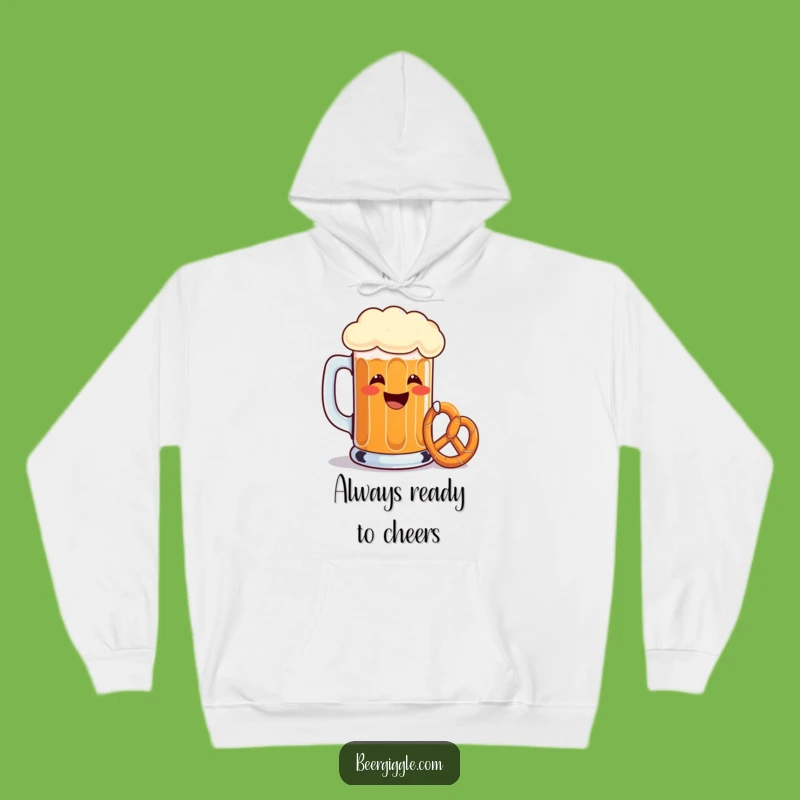 Cozy Funny Beer Mug Toasting Pretzel Hoodie - Warm Humor Gift for Chilly Nights