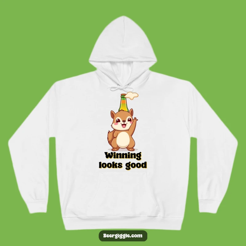 Cozy Funny Kawaii Squirrel Beer Hoodie - Warm Celebration Gift