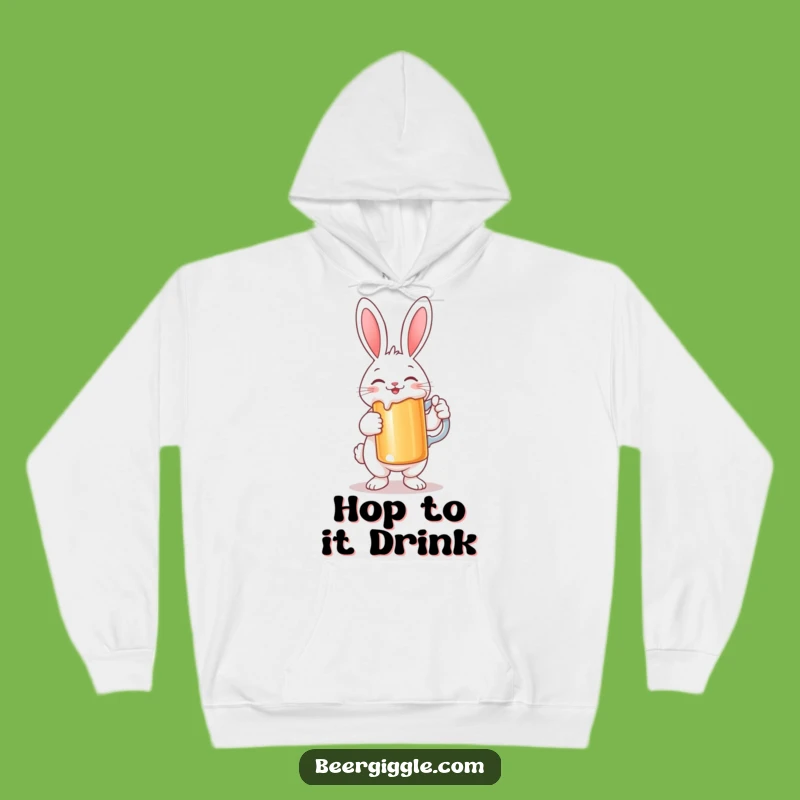 Funny Rabbit Stein Hoodie: Cozy Character Holds Large Beer - Perfect Gift!