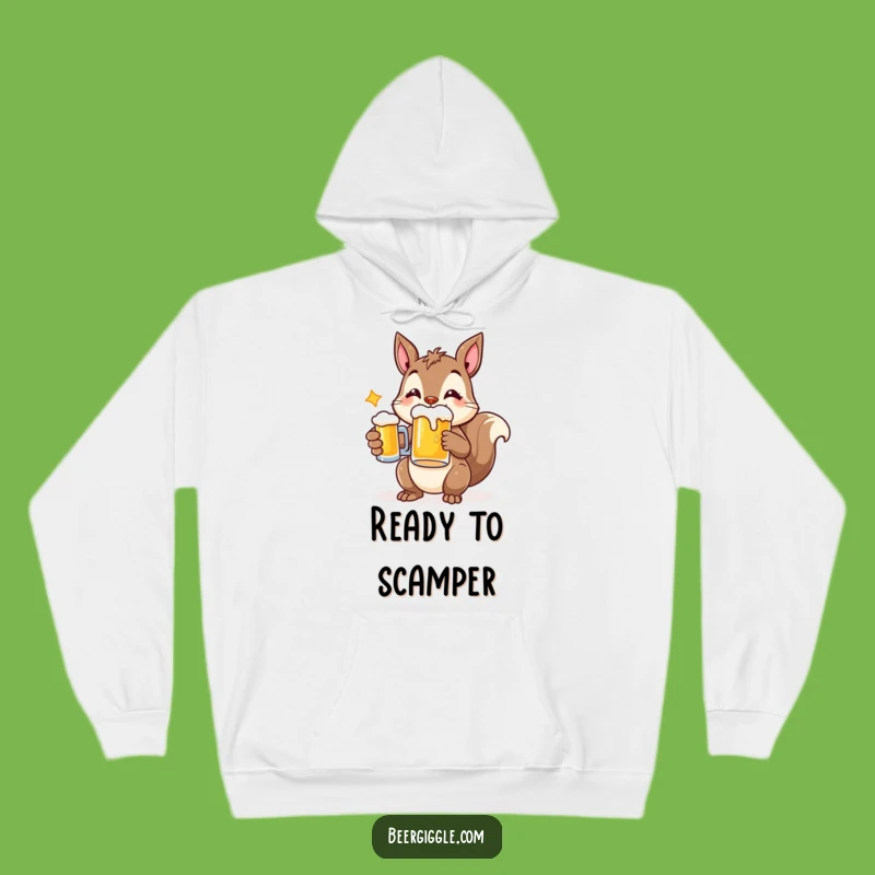 Funny Cheerful Squirrel Beer Hoodie - Cozy Up with Forest Fun!