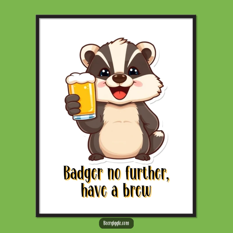 Funny Free Printable Wall Art: Badger Cheers Beer, Bold DIY Bar Decor