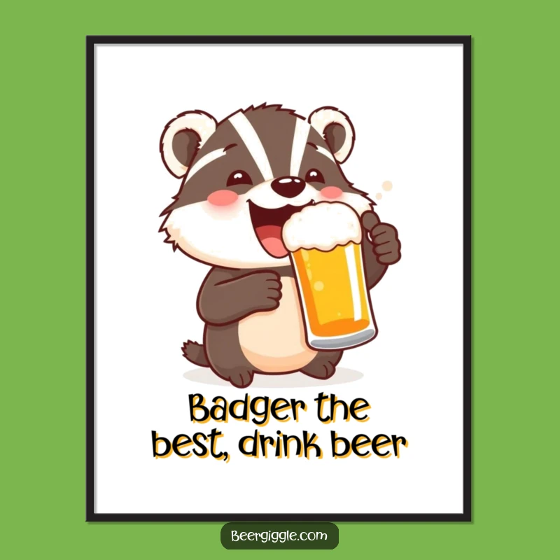 Free Printable Funny Badger Wall Art: Beer Toast, Downloadable Decor