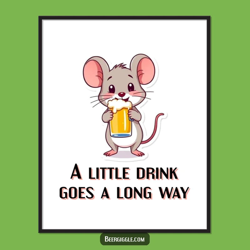 Cute Free Printable Wall Art: Mouse Beer Mug, Whimsical DIY Bar Decor