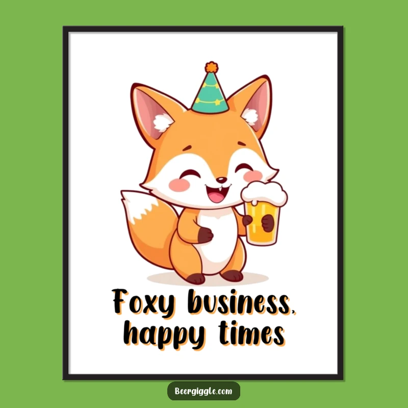 Free Printable Wall Art: Funny Fox Beer Party Animal Downloadable Art