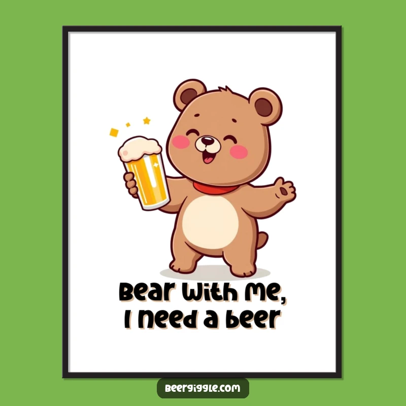 Free Printable Bear Wall Art: Funny Dancing Decor for a Humorous Downloadable Gift