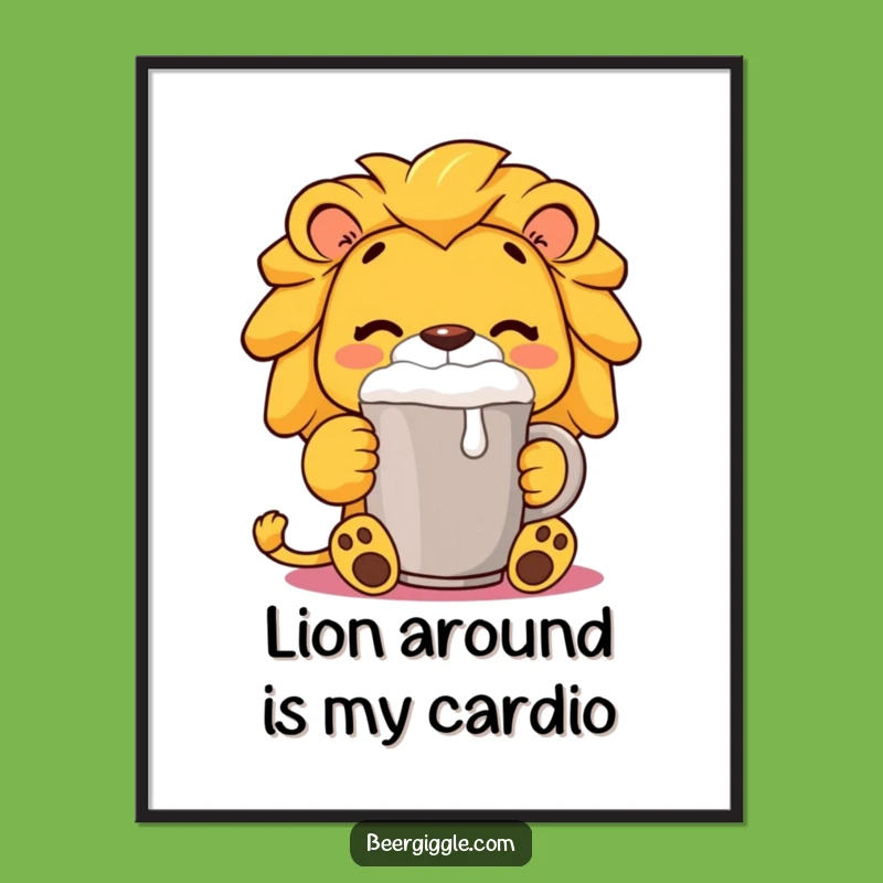 Free Printable Content Lion Wall Art: Funny Downloadable Decor for a Peaceful Den!