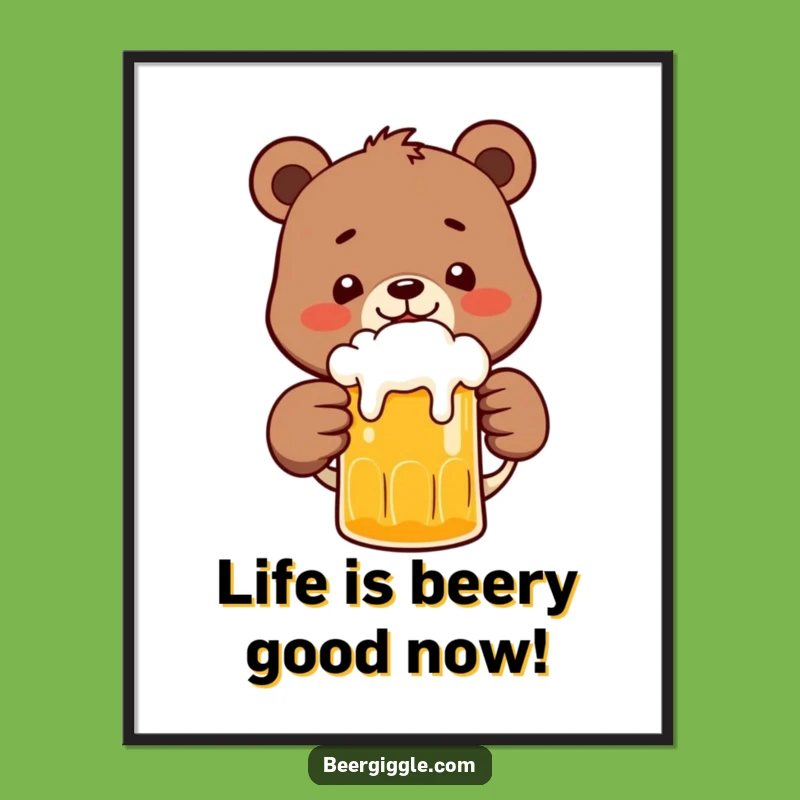 Free Printable Funny Bear Beer Mug Wall Art - Humorous Downloadable Decor