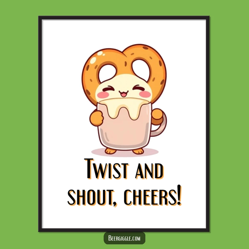 Free Printable Wall Art: Funny Kawaii Pretzel Bar Art, DIY Gift!