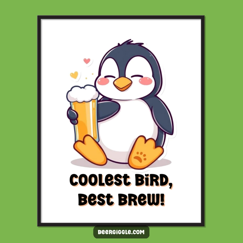 Free Printable Wall Art: Relaxed Kawaii Penguin Beer Decor Gift