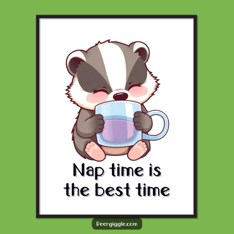 Funny Free Printable Wall Art: Sleepy Badger Beer Nap, Downloadable Humor Decor