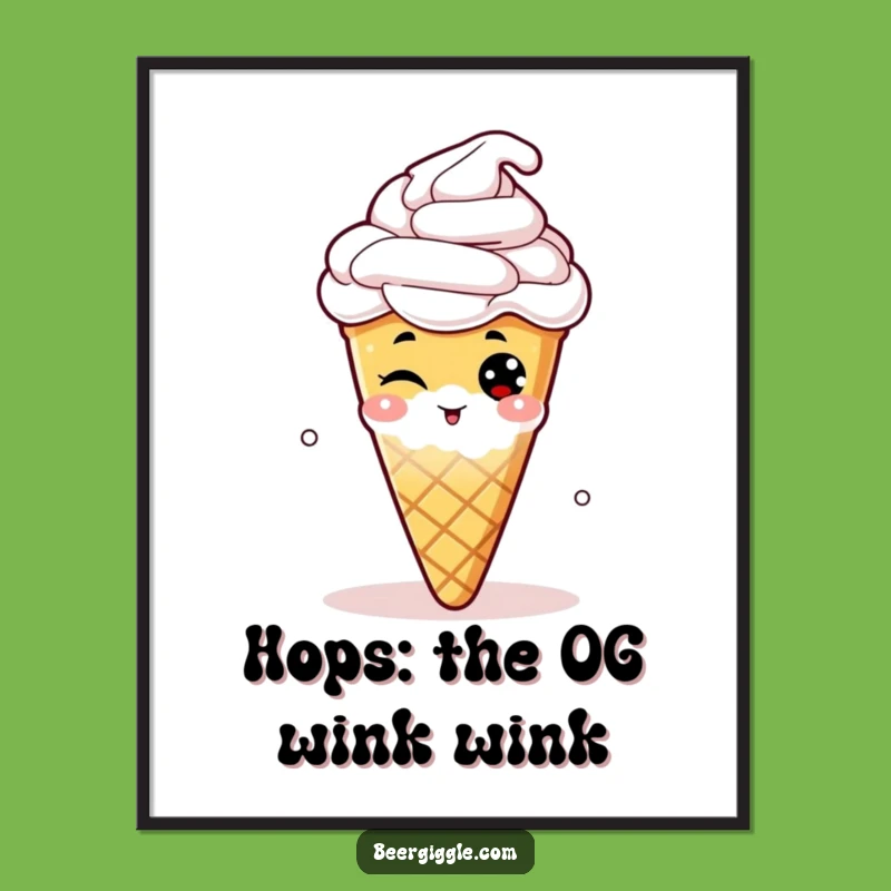 Funny Free Printable Wall Art: Winking Hop Cone Beer Lover Downloadable Decor
