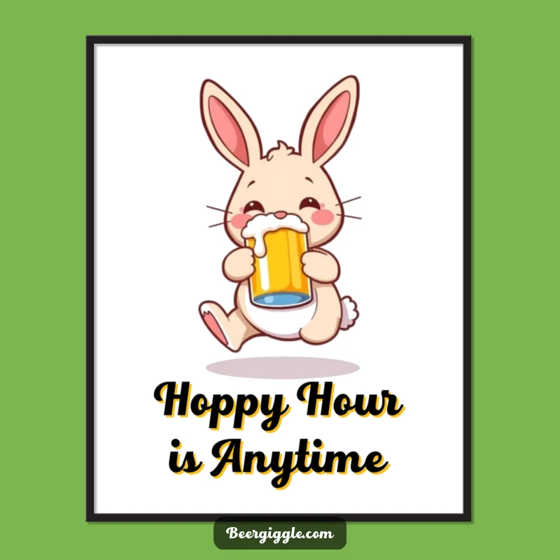 Funny Free Printable Wall Art: Whimsical Rabbit with Beer Mug - Downloadable Decor