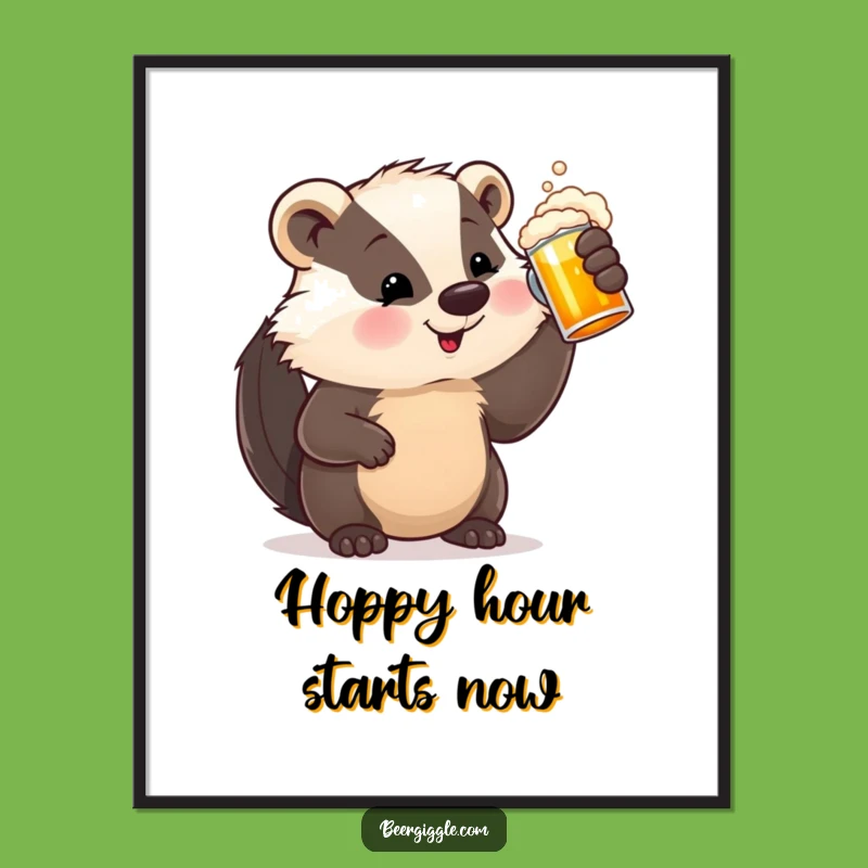Free Printable Wall Art: Funny Badger Beer - Humorous Downloadable Home Decor