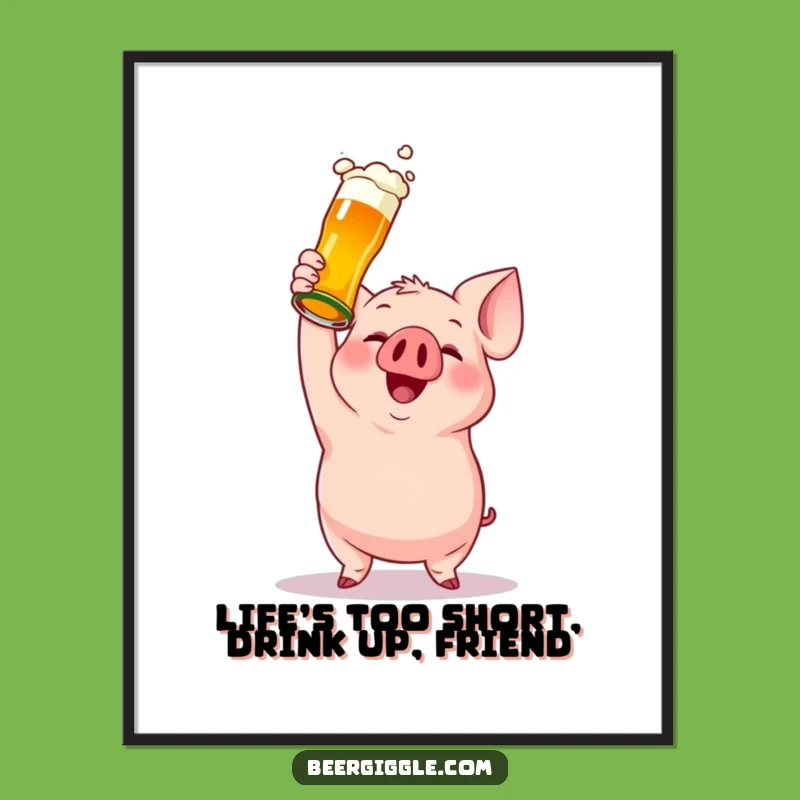 Funny Free Printable Wall Art: Pig Cheers Beer Bottle, Hilarious DIY Home Decor