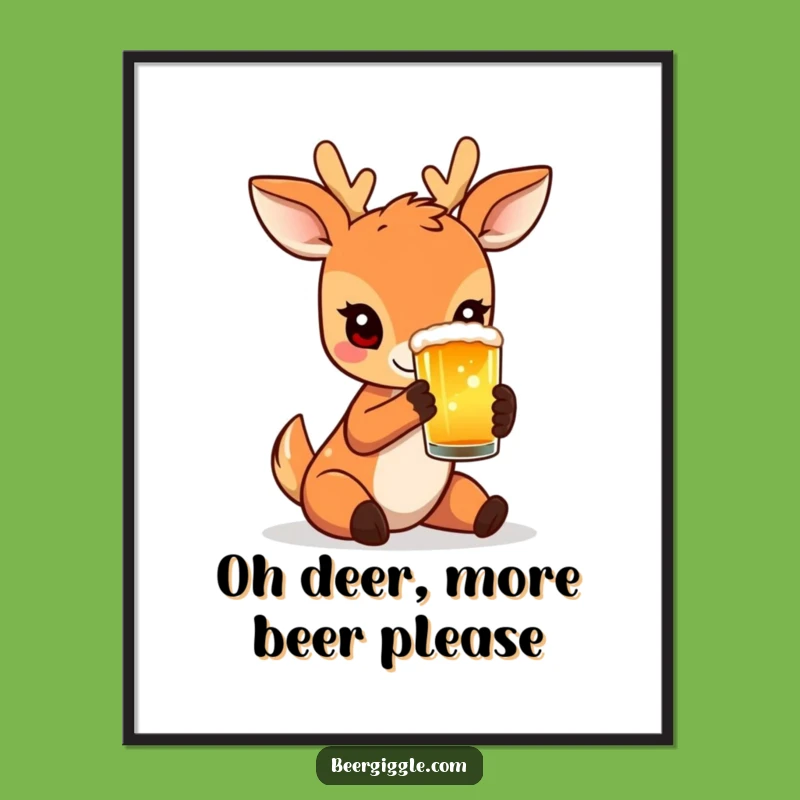 Free Printable Wall Art: Chic Deer Beer - Elegant Downloadable Decor