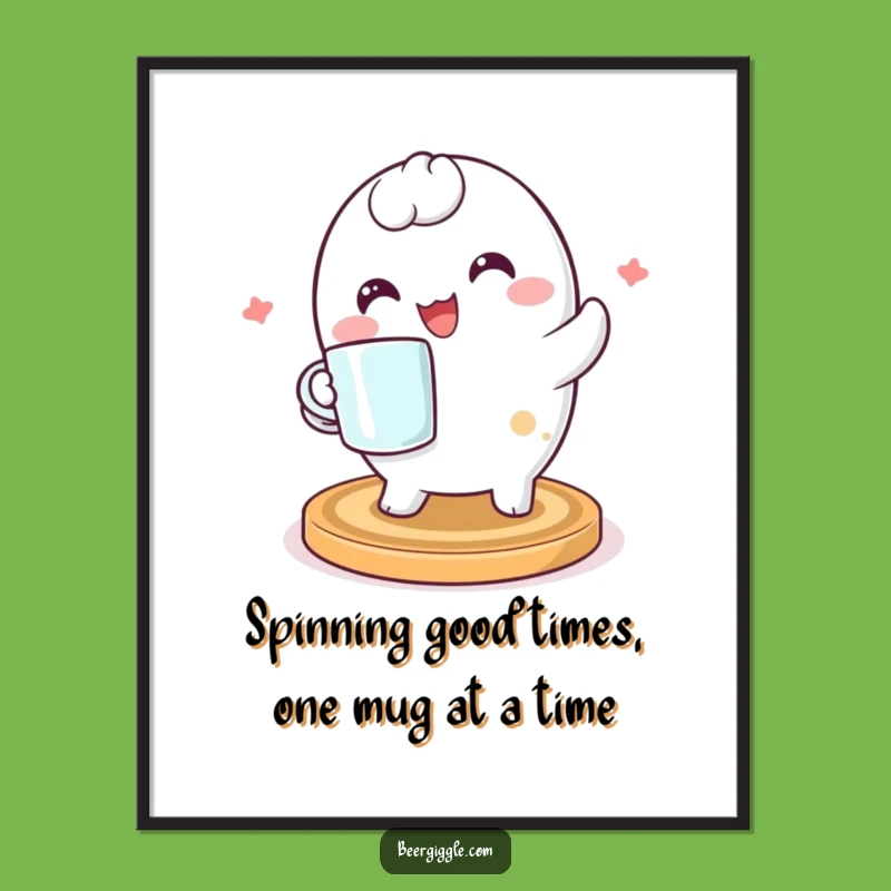 Free Printable Wall Art: Kawaii Coaster Character's Happy Mug Spin