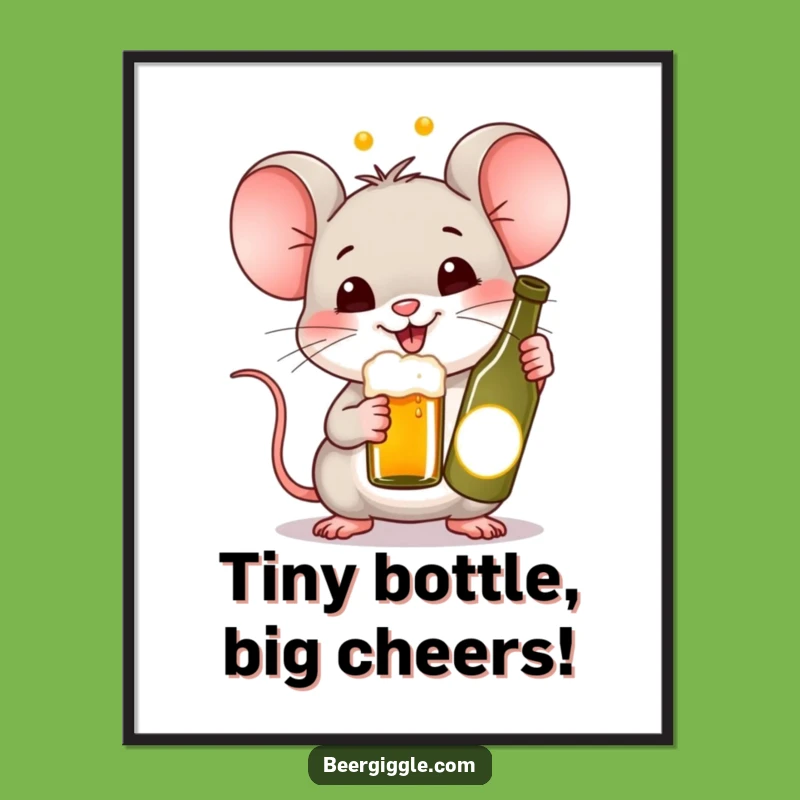 Free Printable Wall Art: Happy Kawaii Mouse Beer Decor Gift