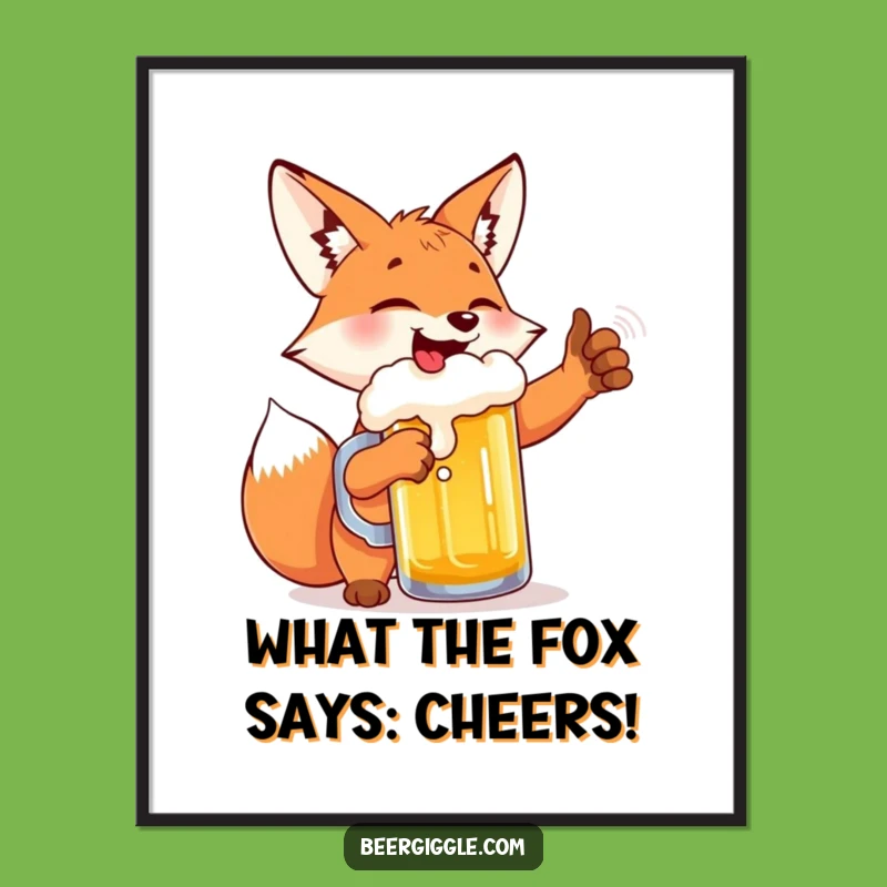 Free Printable Wall Art: Funny Fox Beer High-Five - Downloadable Art for Home