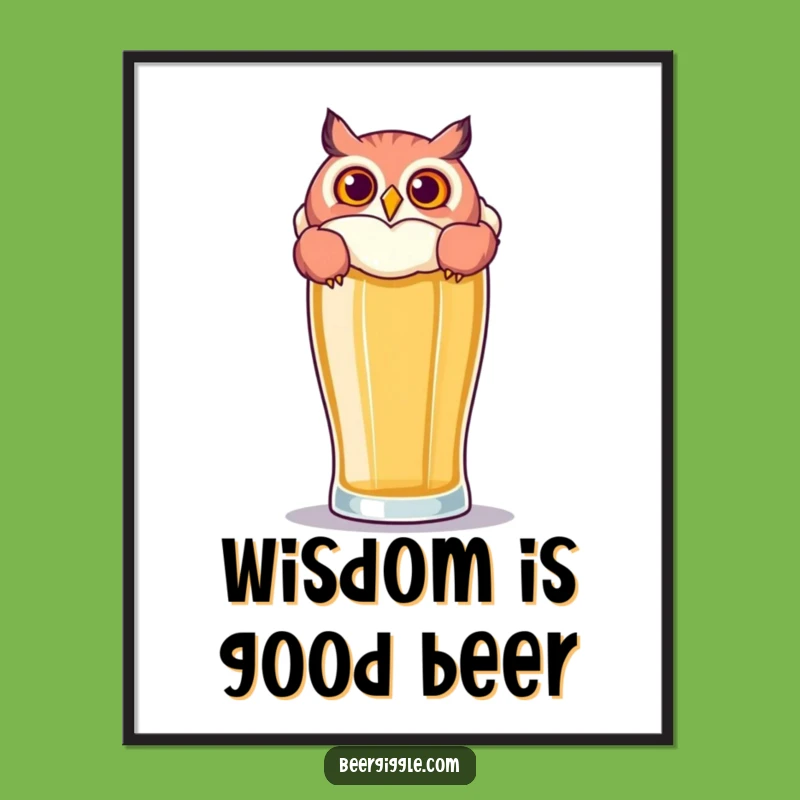 Free Printable Wall Art: Funny Owl Beer Glass Downloadable Art