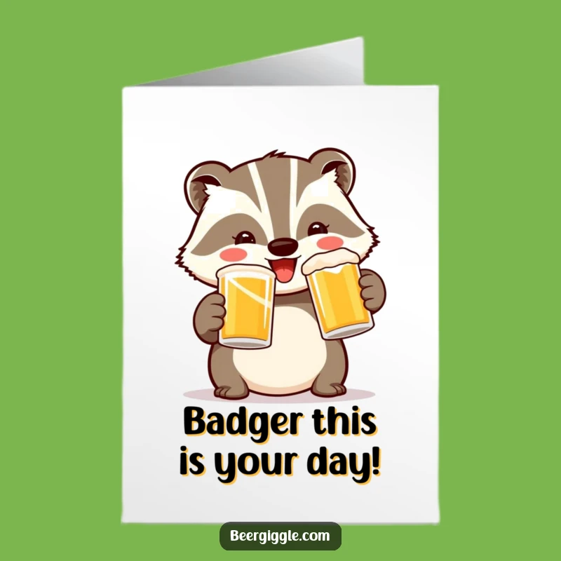 Free Printable Birthday Badger Card: Cheerful Toasting Duo Celebration!
