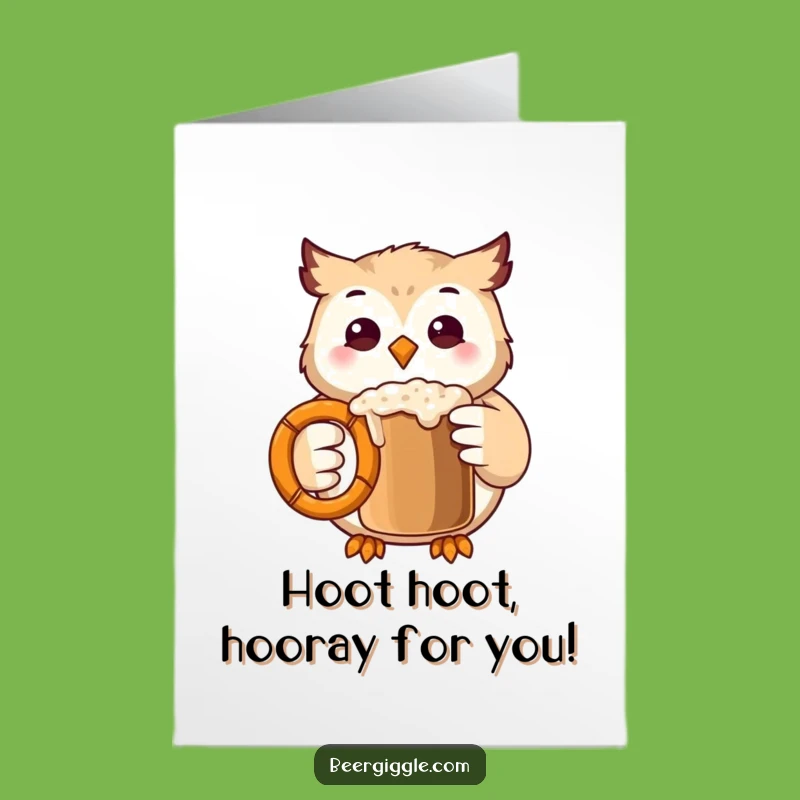 Free Printable Birthday Card: Funny Kawaii Owl Cheers Owl-ways!