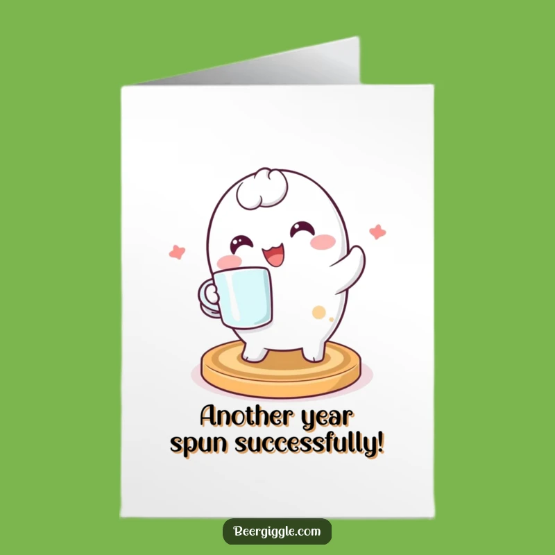 Free Printable Birthday Card: Kawaii Coaster Character's Mug Spin Fun