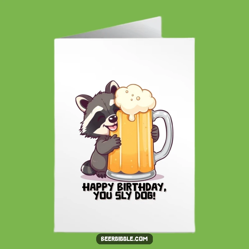 Free Printable Birthday Card: Raccoon's Beer Heist, Funny Downloadable Greeting