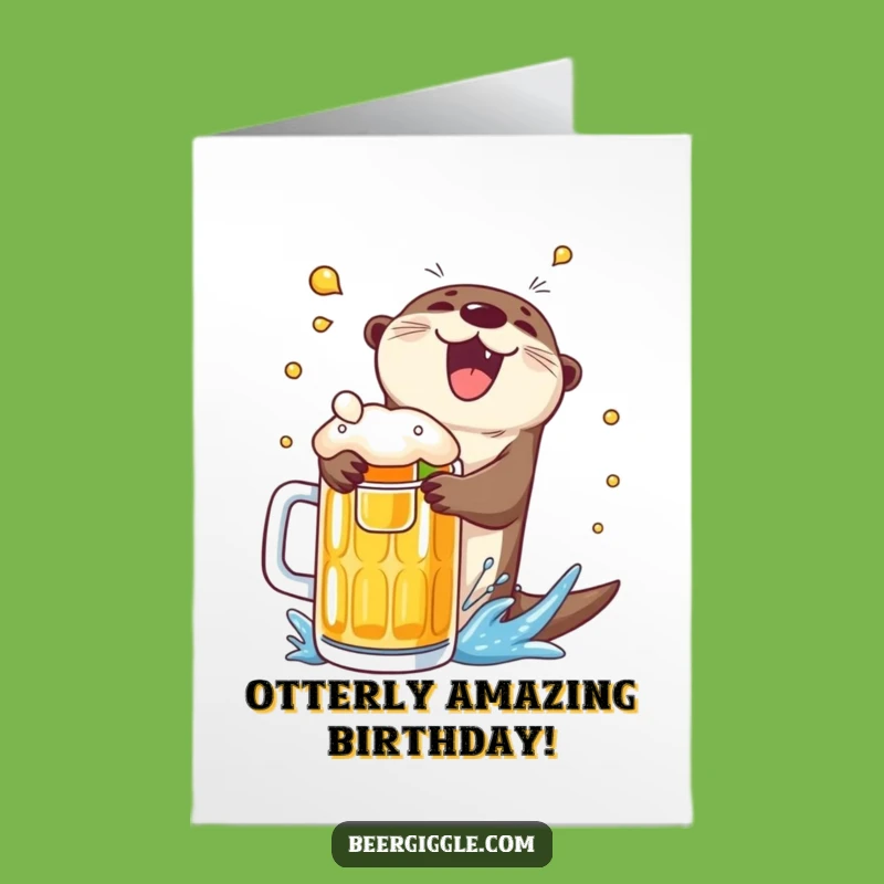 Free Printable Birthday Otter Beer Dive Card - Funny Downloadable Gift