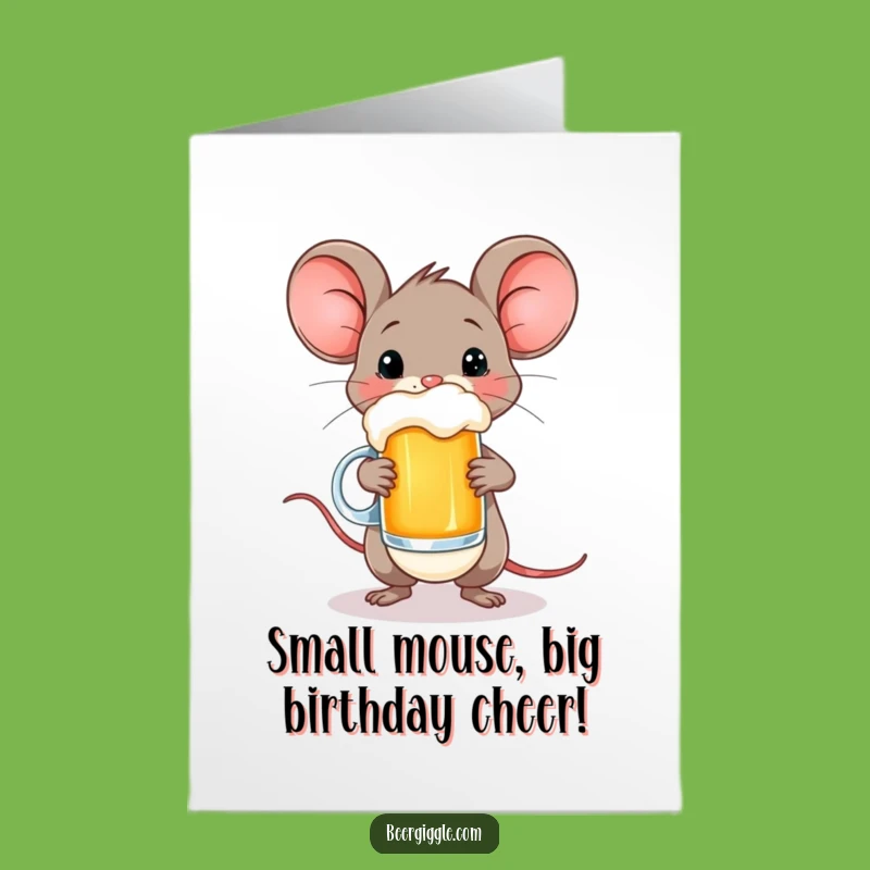 Free Printable Funny Mouse Birthday Card: Beer Mug Balance, Downloadable Fun