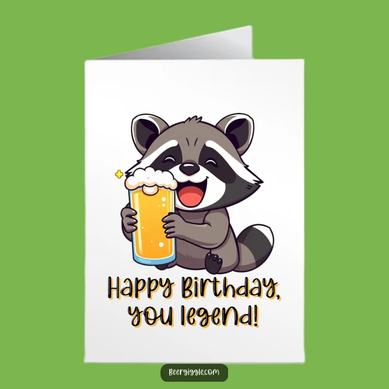 Free Printable Raccoon Birthday Card: Funny Downloadable Beer Lover Gift