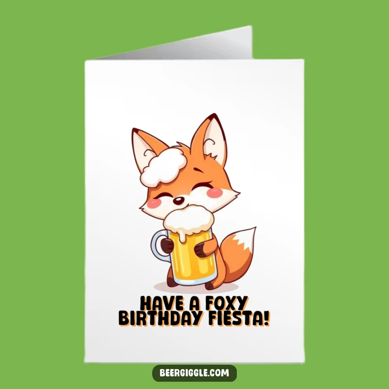 Free Printable Birthday Card: Fox's Beer Balancing Act, Funny Downloadable Greeting
