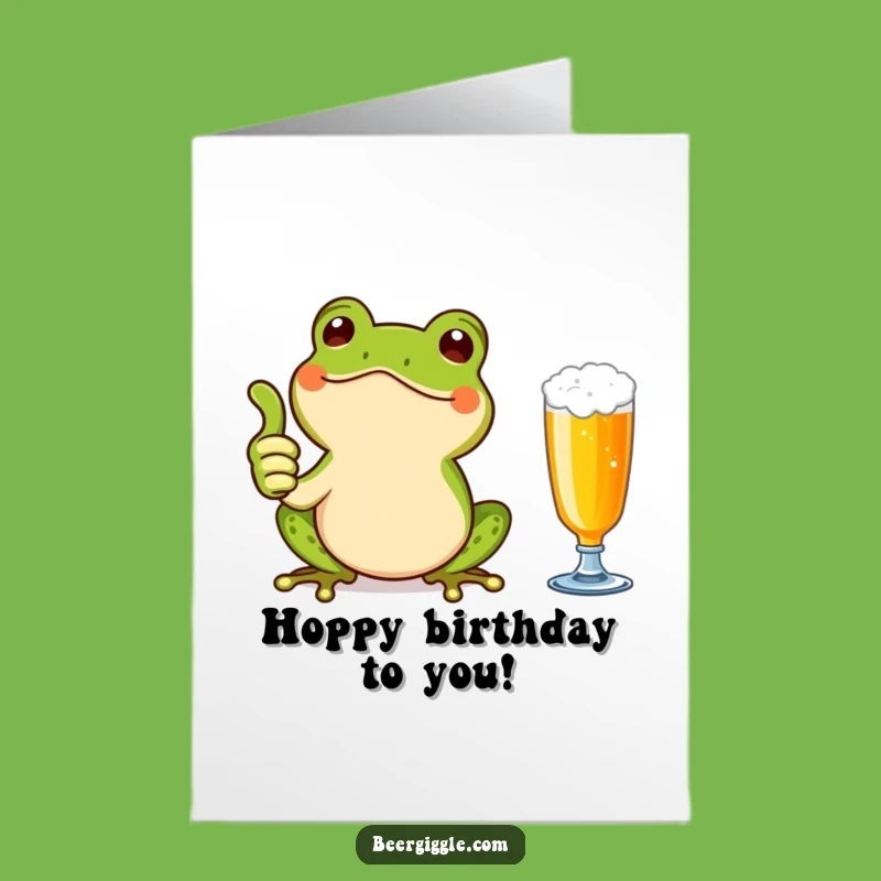 Free Printable Birthday Card: Happy Kawaii Frog Beer Thumbs Up DIY