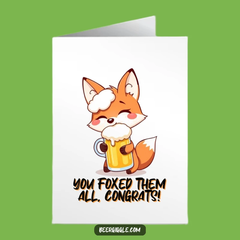 Free Printable Congrats Card: Fox's Beer Balance, Downloadable Celebration, Funny Gift